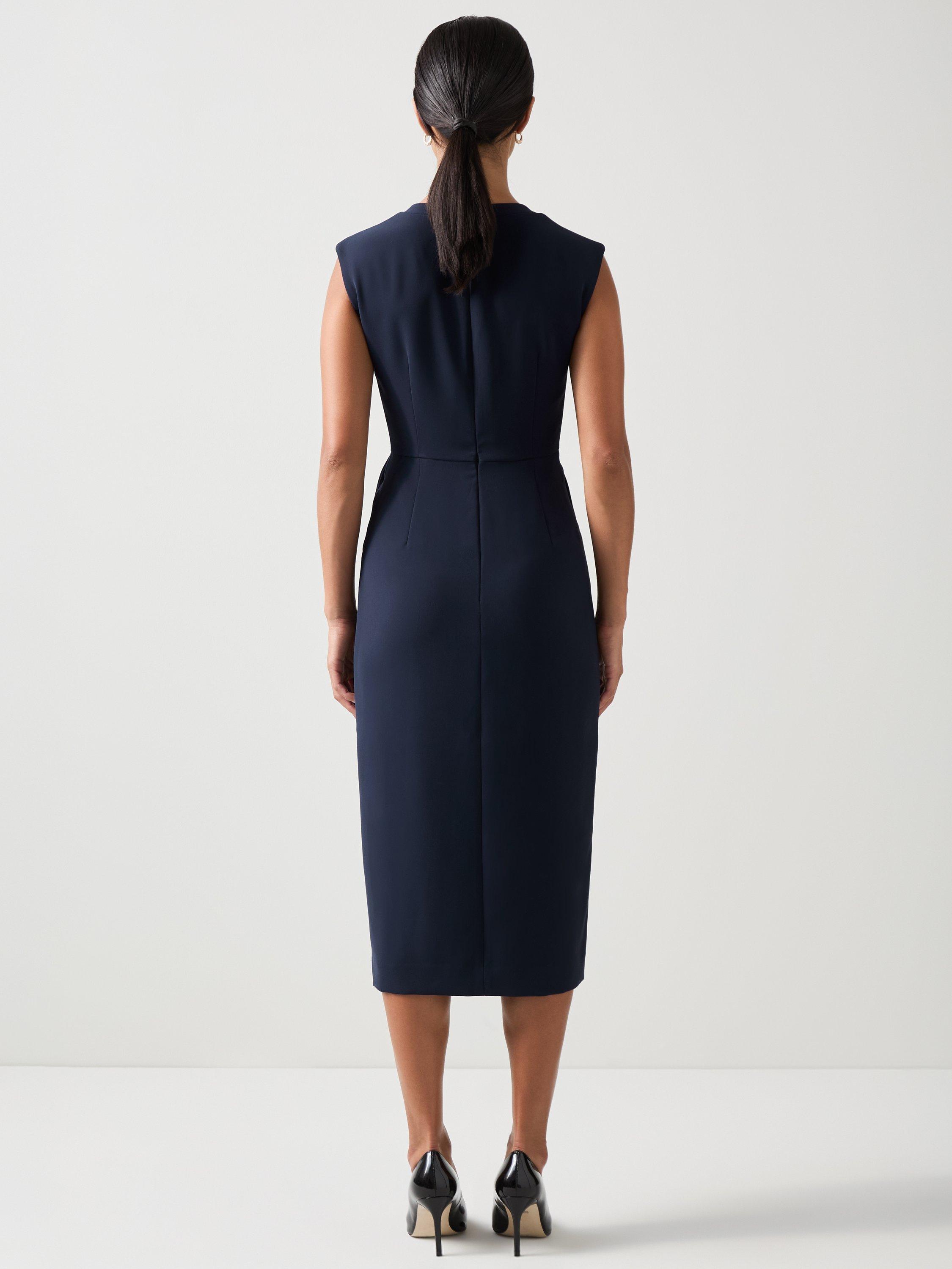 Product image 4 of 4, which shows L.K.Bennett Petite Audrey Shift Midi Dress, Navy, 6