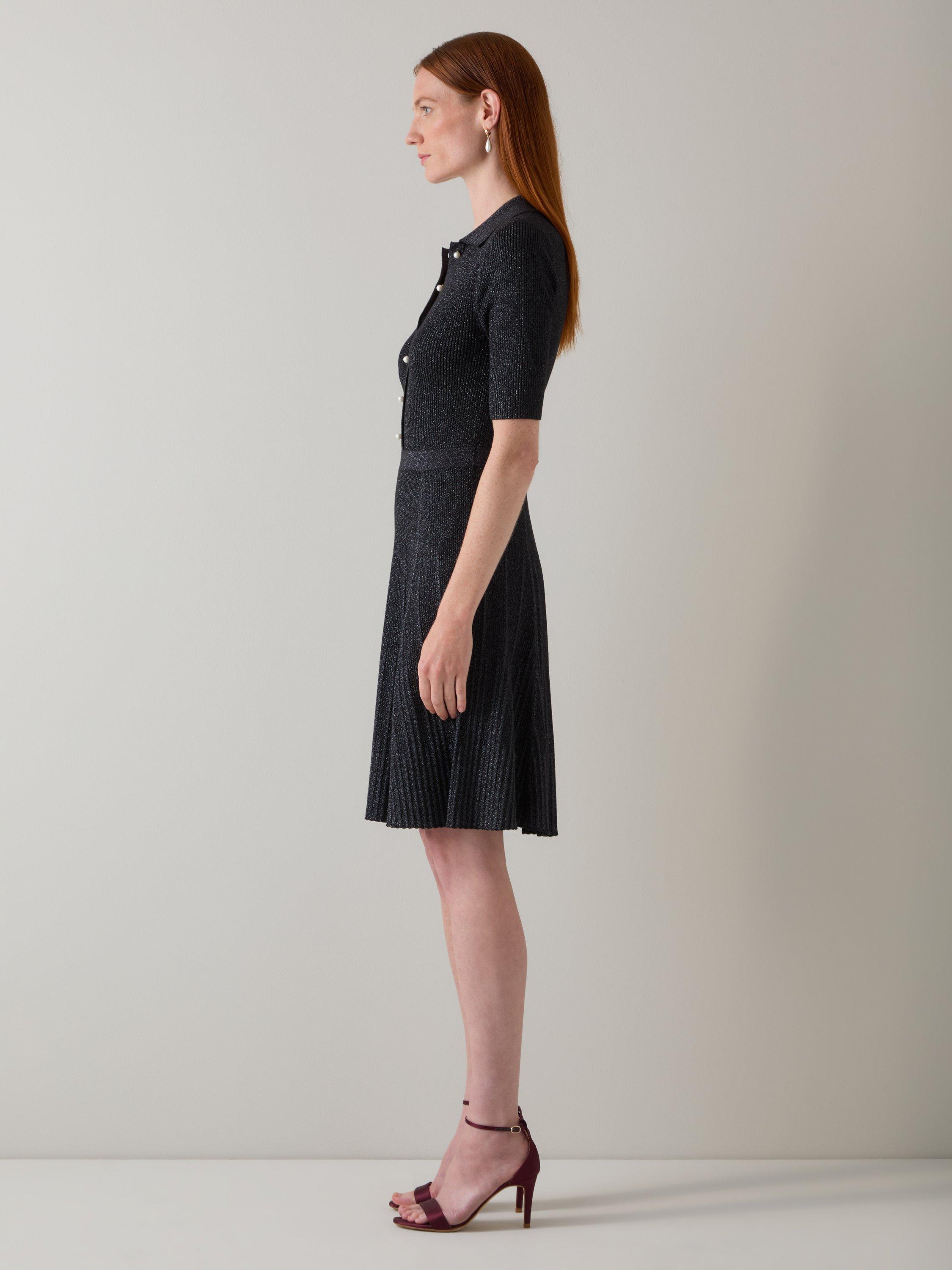 Product image 2 of 5, which shows L.K.Bennett Carrie Sparkle Dress, Black, XS