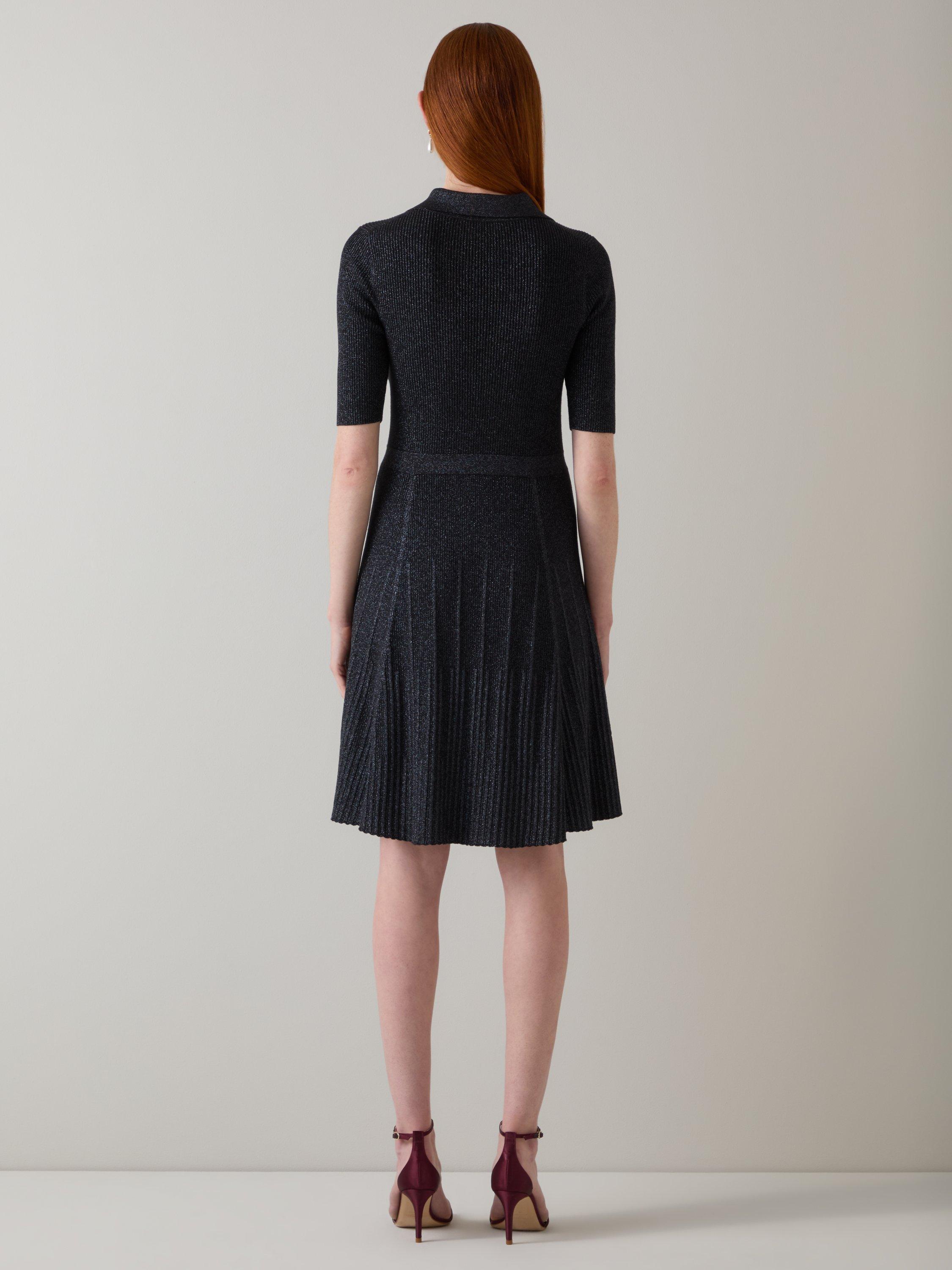 Product image 3 of 5, which shows L.K.Bennett Carrie Sparkle Dress, Black, XS