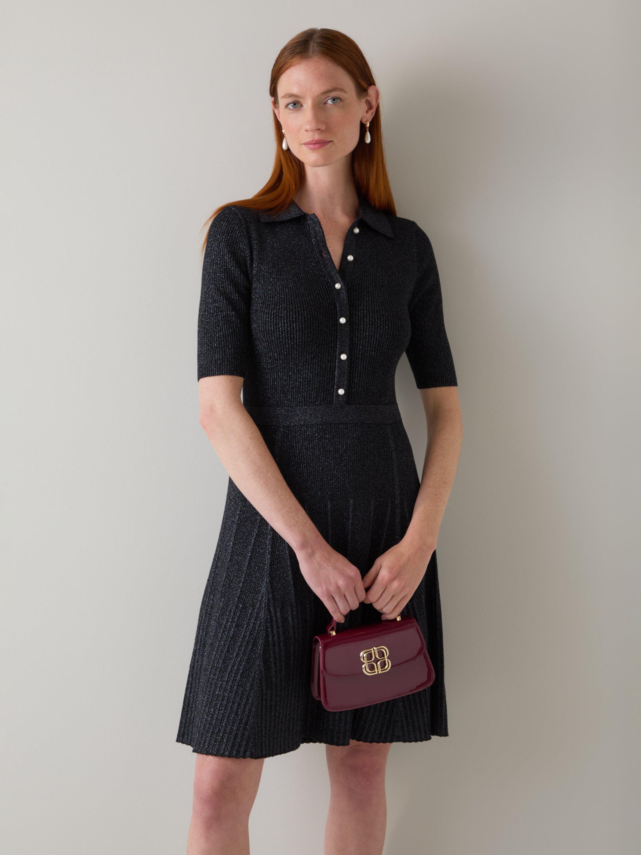 Product image 4 of 5, which shows L.K.Bennett Carrie Sparkle Dress, Black, XS