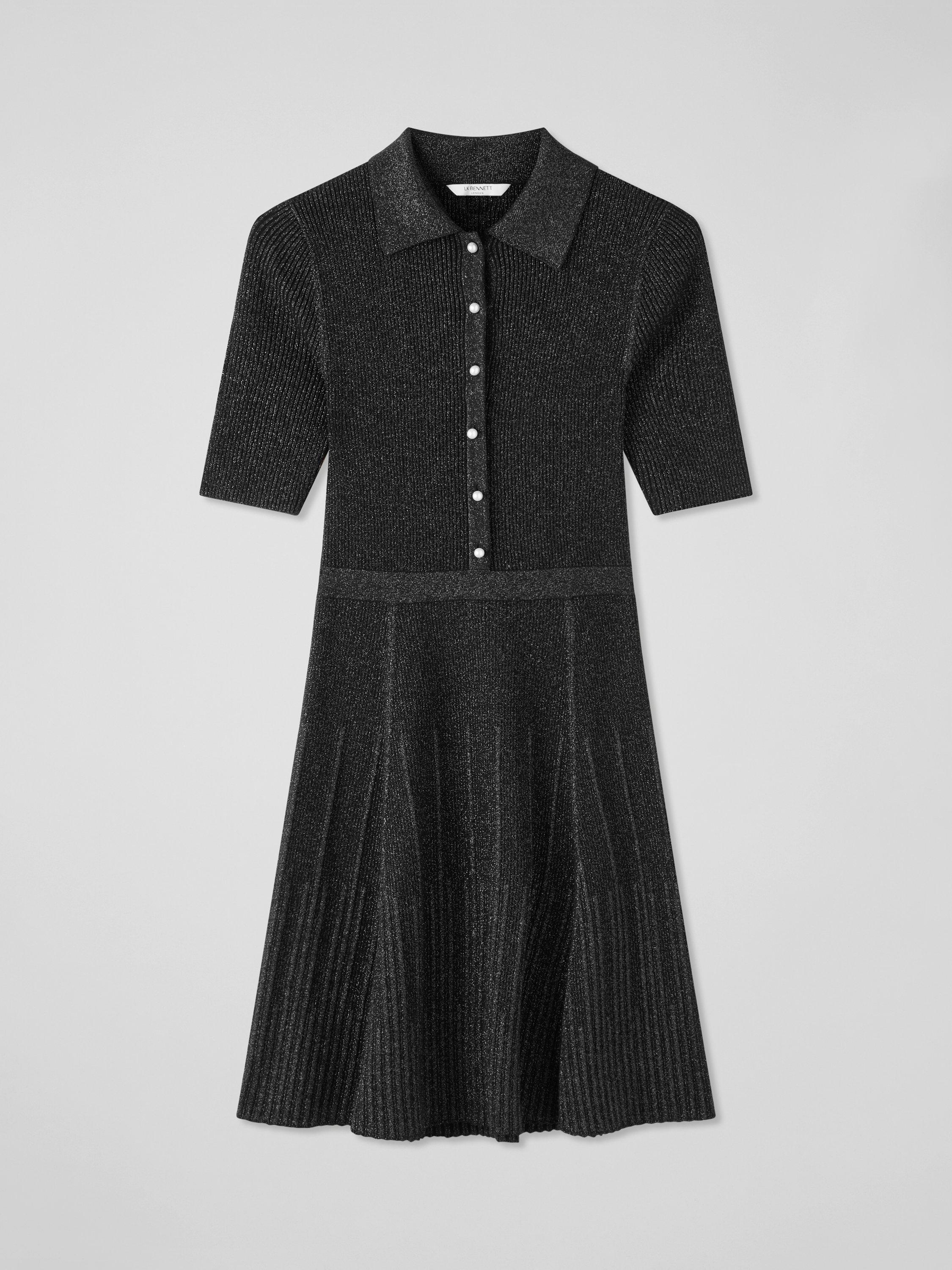 Product image 5 of 5, which shows L.K.Bennett Carrie Sparkle Dress, Black, XS