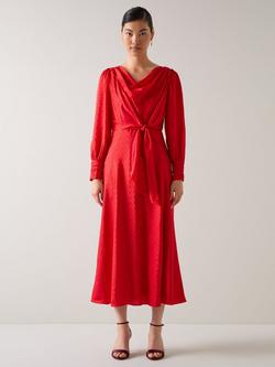 L.K.Bennett Lainey Tie Waist Midi Dress, Red Salsa, Red Salsa