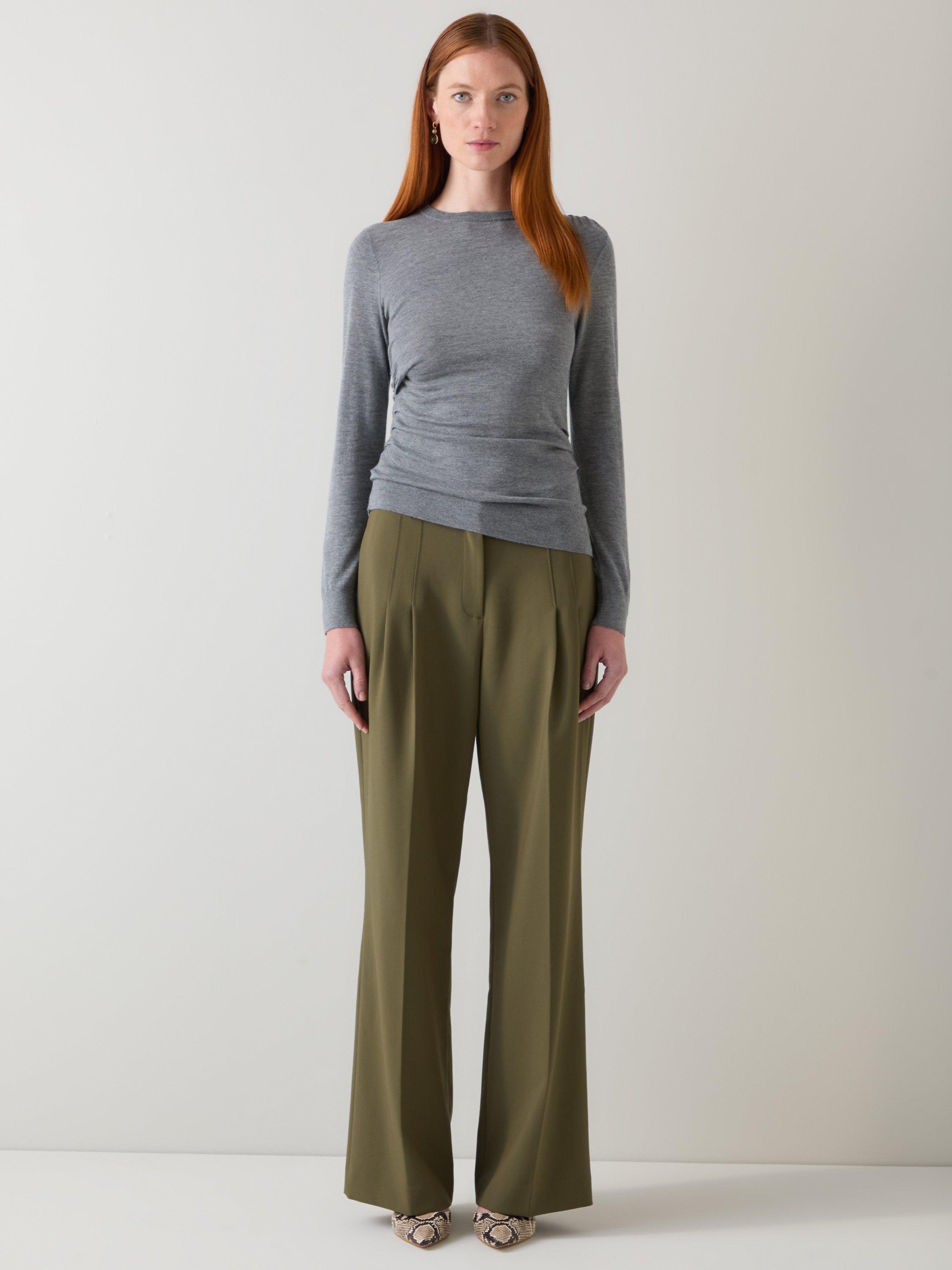 Product image 1 of 5, which shows L.K.Bennett Dora Merino Wool Rich Knit Top, Grey, XS