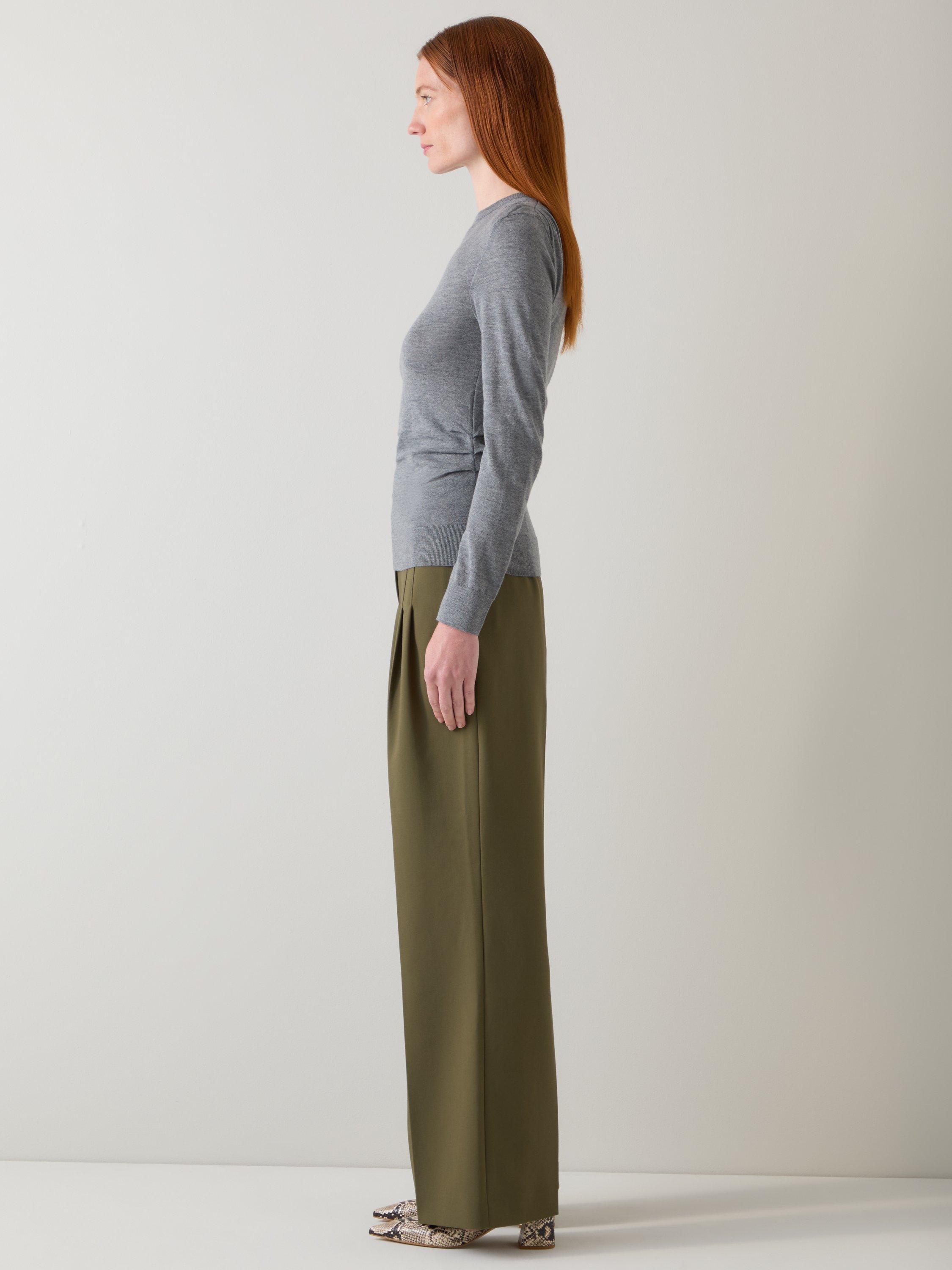 Product image 2 of 5, which shows L.K.Bennett Dora Merino Wool Rich Knit Top, Grey, XS