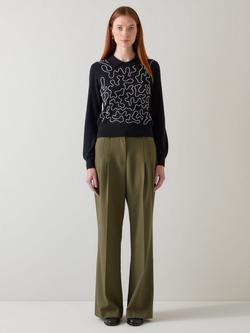 L.K.Bennett Judy Beaded Jumper, Black/Cream, Black/Cream