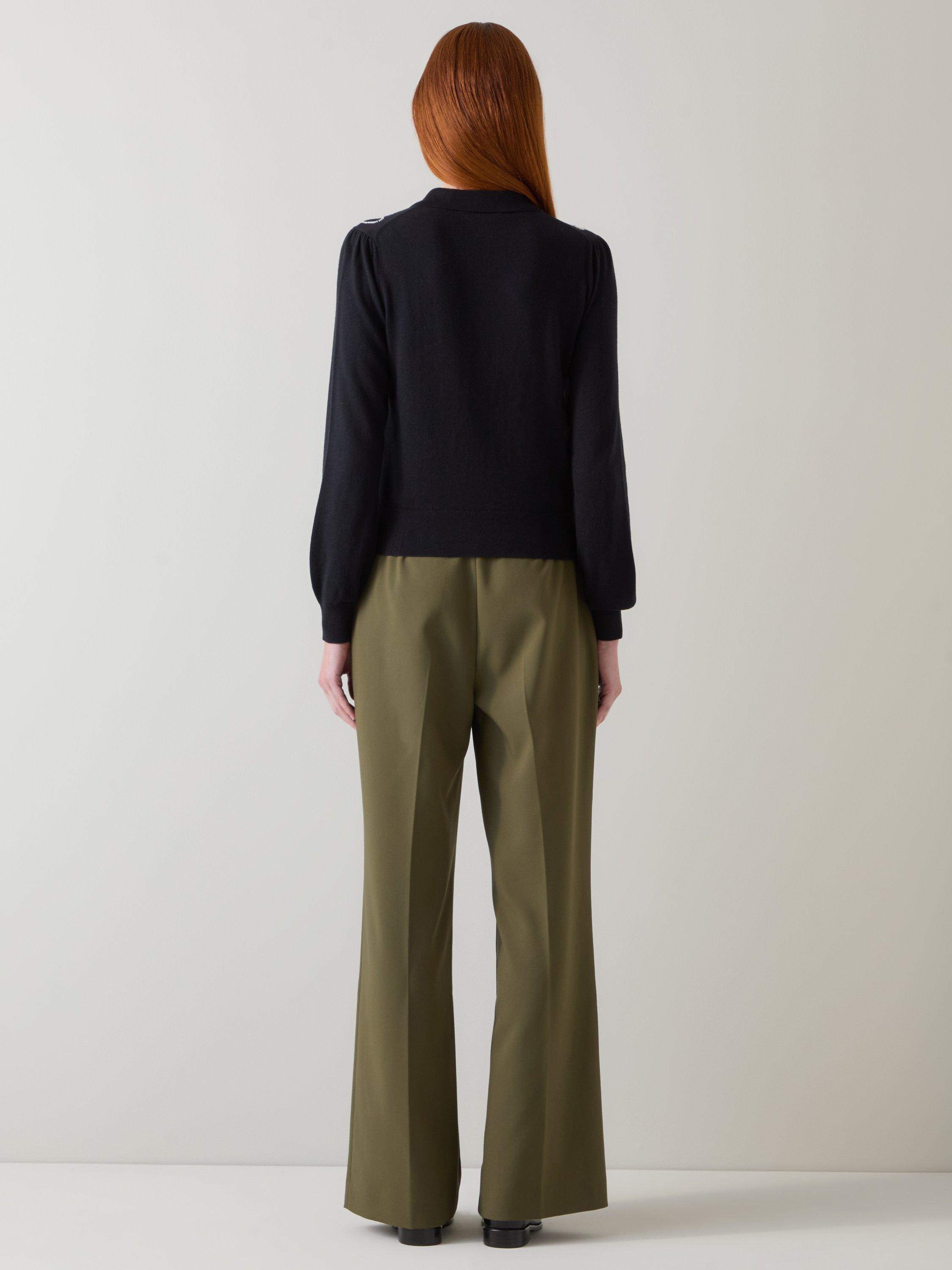 Product image 4 of 5, which shows L.K.Bennett Judy Beaded Jumper, Black/Cream, XS