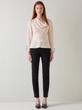 L.K.Bennett Eva Spot Cowl Neck Top, Cream/Black