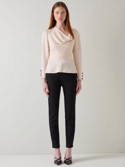 L.K.Bennett Eva Spot Cowl Neck Top, Cream/Black, Cream/Black