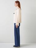 L.K.Bennett Willa Hammered Satin Top, Ivory