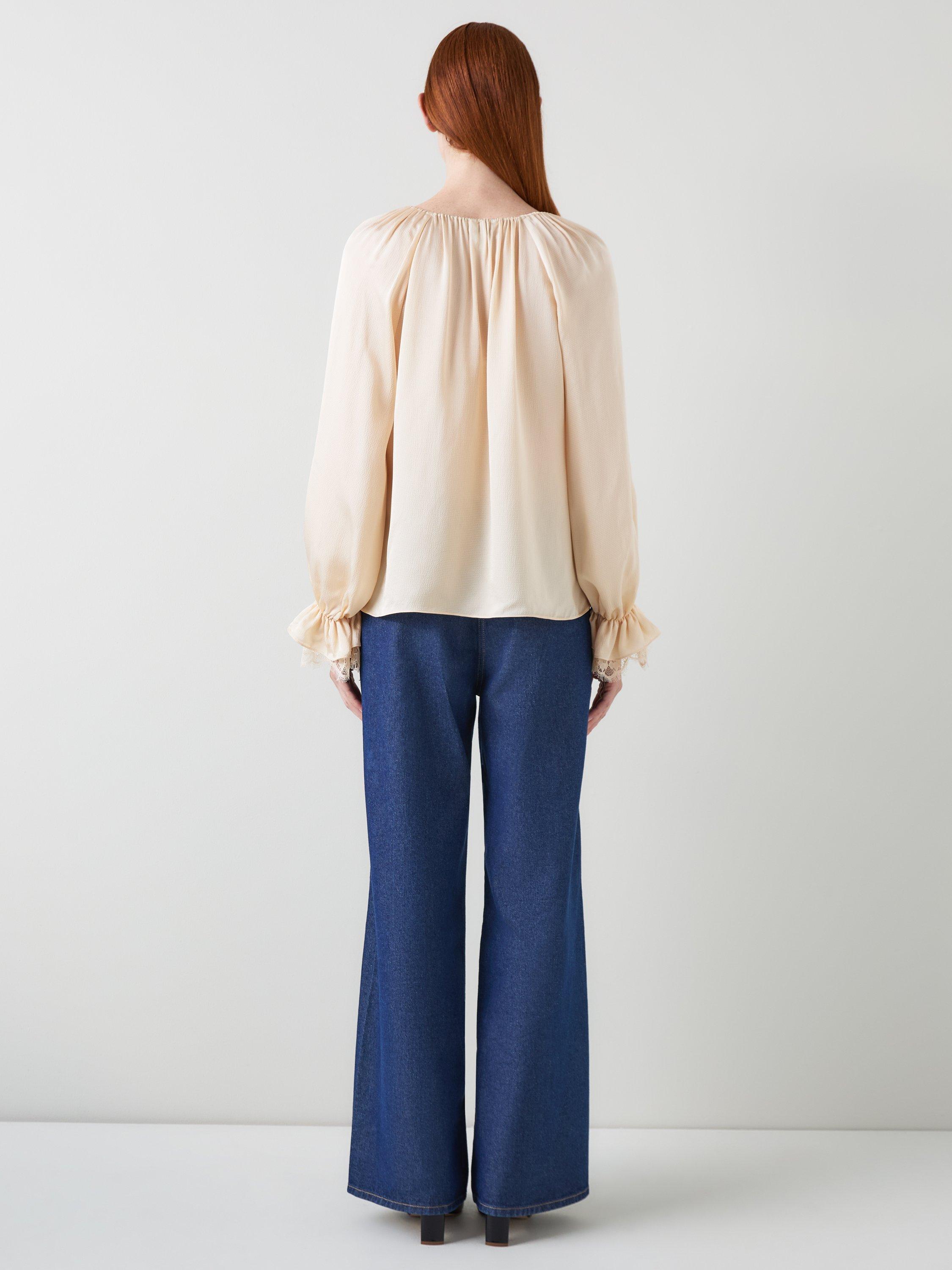 Product image 3 of 4, which shows L.K.Bennett Willa Hammered Satin Top, Ivory, 8