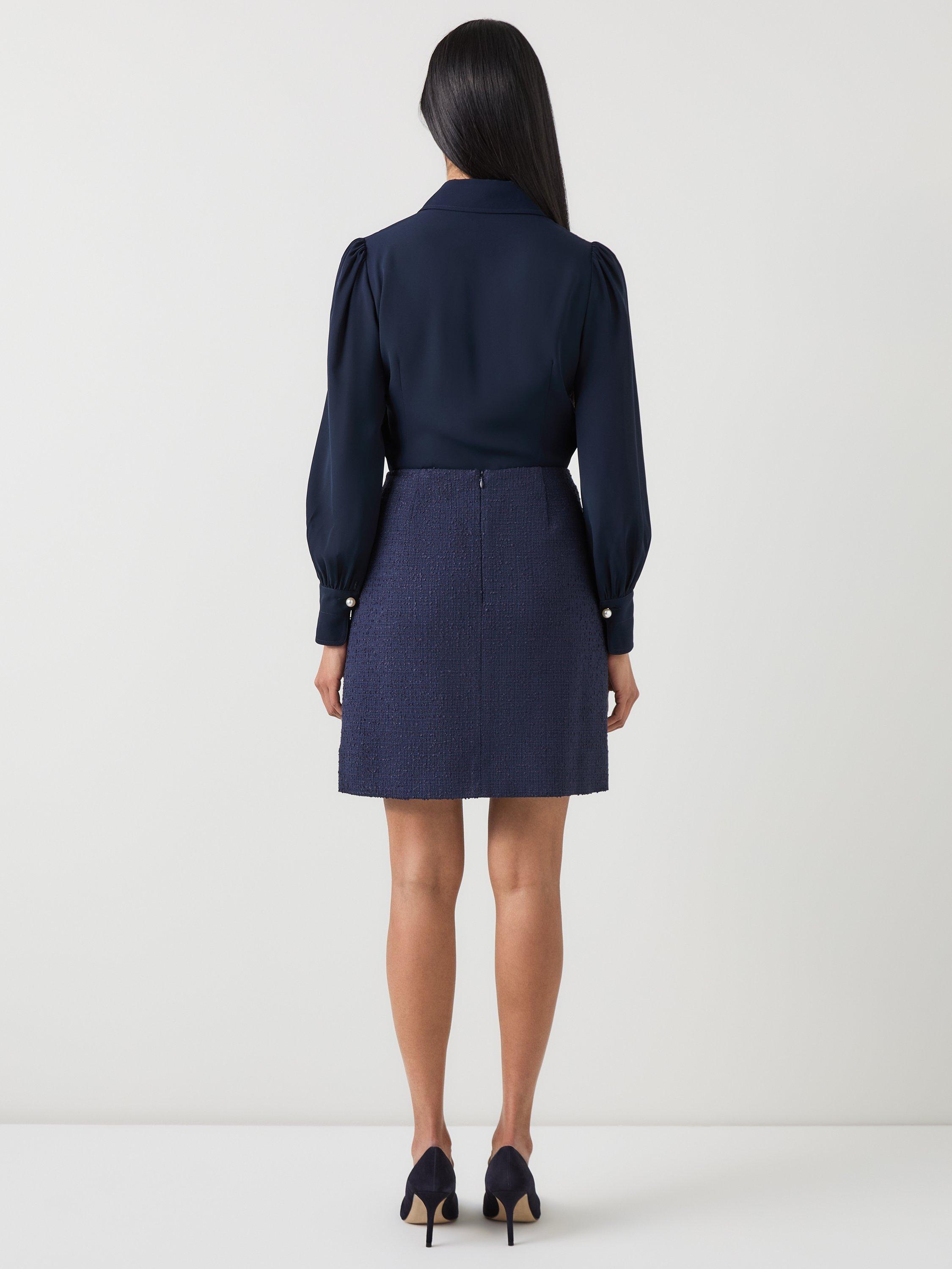 Product image 3 of 4, which shows L.K.Bennett Sonya Jewel Button Shirt, Blue, 8