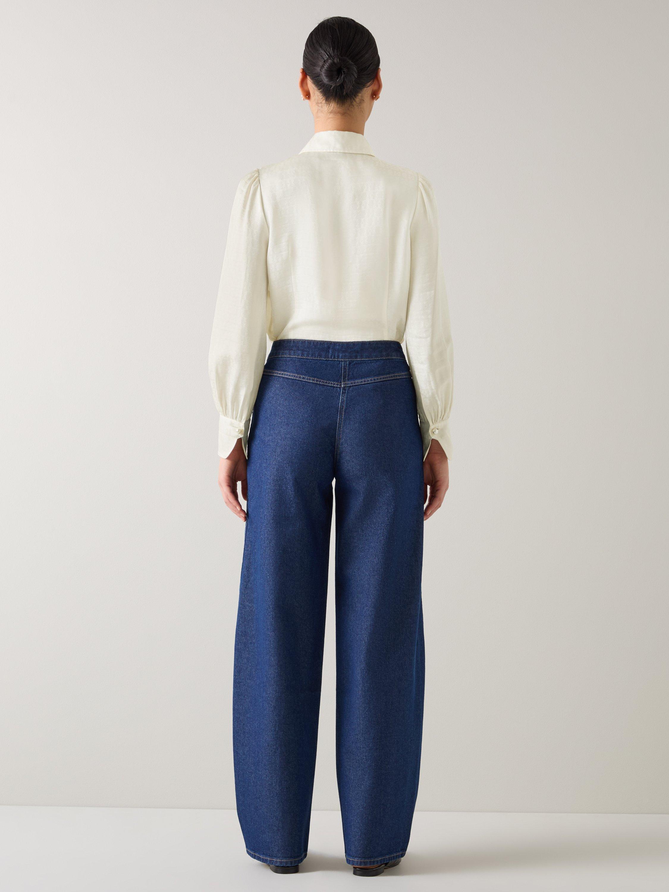 Product image 3 of 4, which shows L.K.Bennett Sonya Jewel Button Shirt, Cream, 12