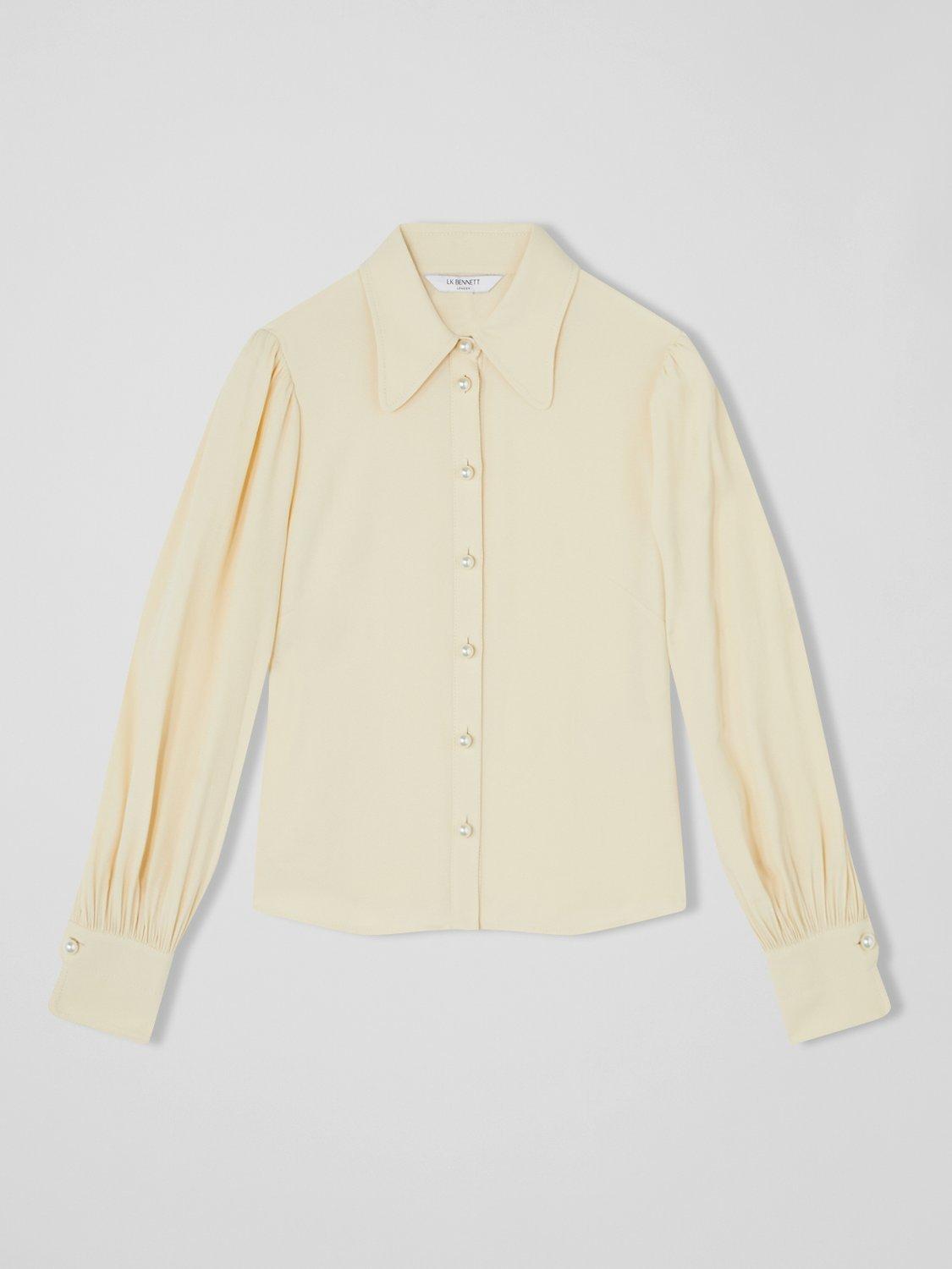 Product image 4 of 4, which shows L.K.Bennett Sonya Jewel Button Shirt, Cream, 12