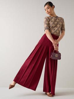 L.K.Bennett Colette Wide Leg Trousers, Crimson, Crimson