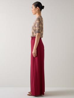 L.K.Bennett Colette Wide Leg Trousers, Crimson - view 2, Crimson