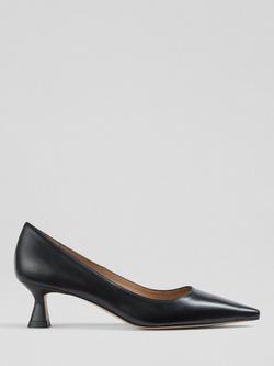 L.K.Bennett Avalina Leather Closed Court Shoes, Black, Black