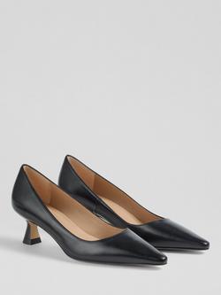 L.K.Bennett Avalina Leather Closed Court Shoes, Black - view 2, Black