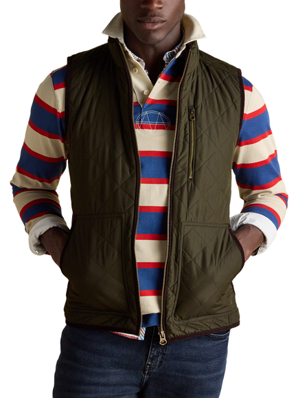 Joules Quilted Zip Gilet, Green