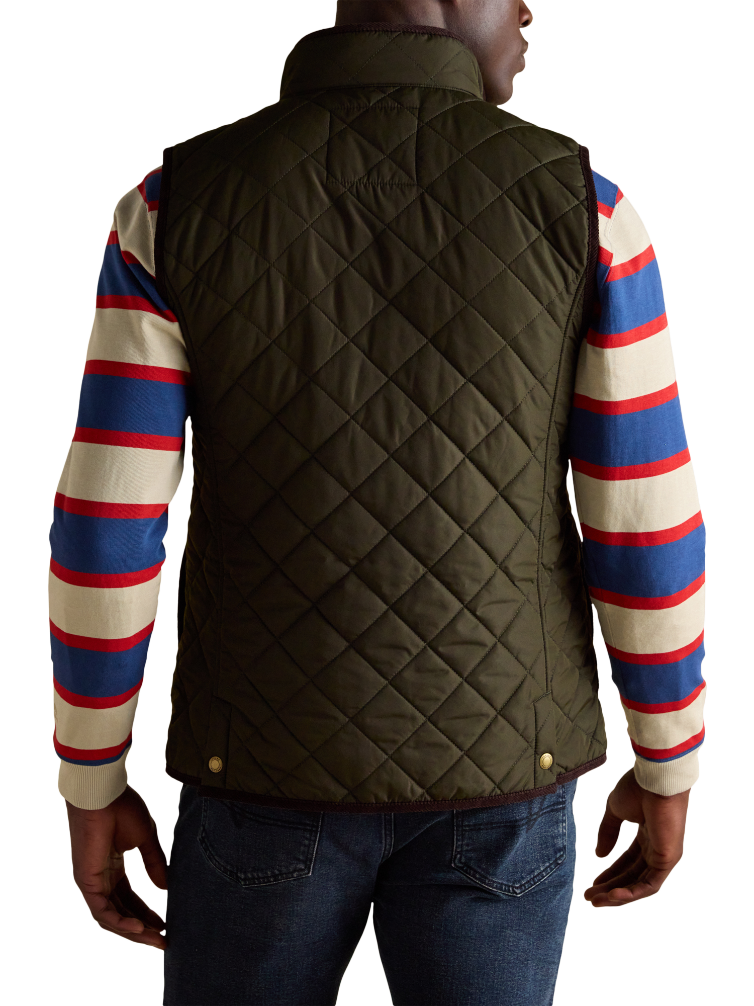 Product image 5 of 9, which shows Joules Quilted Zip Gilet, Green, S Reg