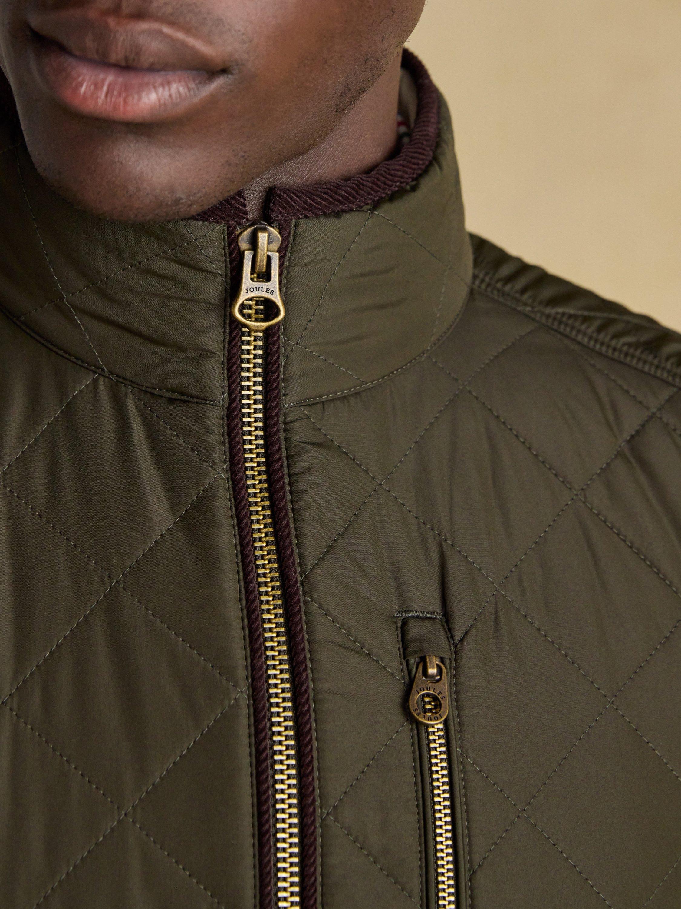 Product image 8 of 9, which shows Joules Quilted Zip Gilet, Green, S Reg