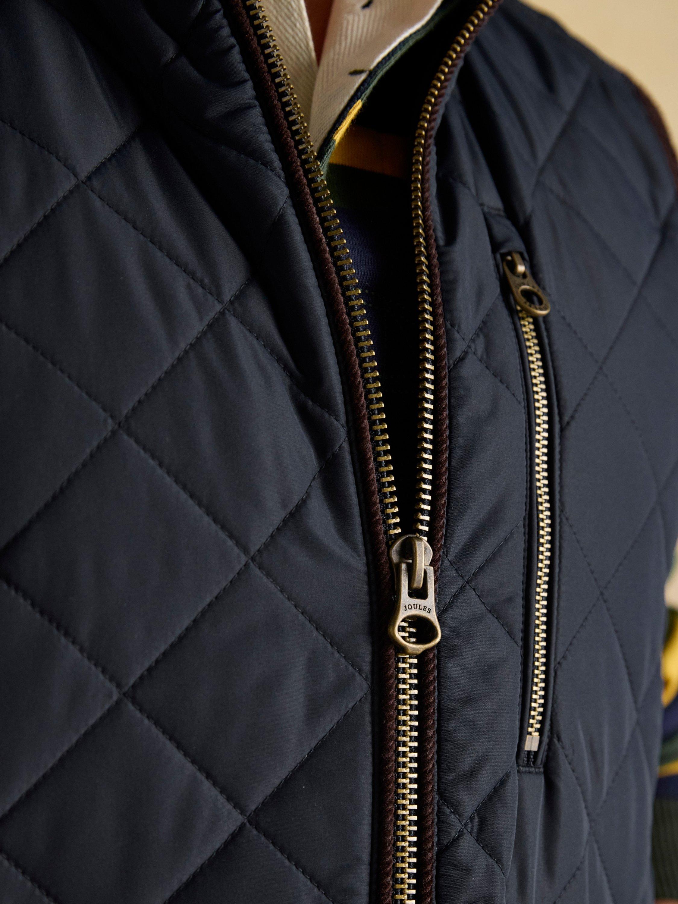 Product image 5 of 7, which shows Joules Quilted Zip Gilet, Navy, S Reg