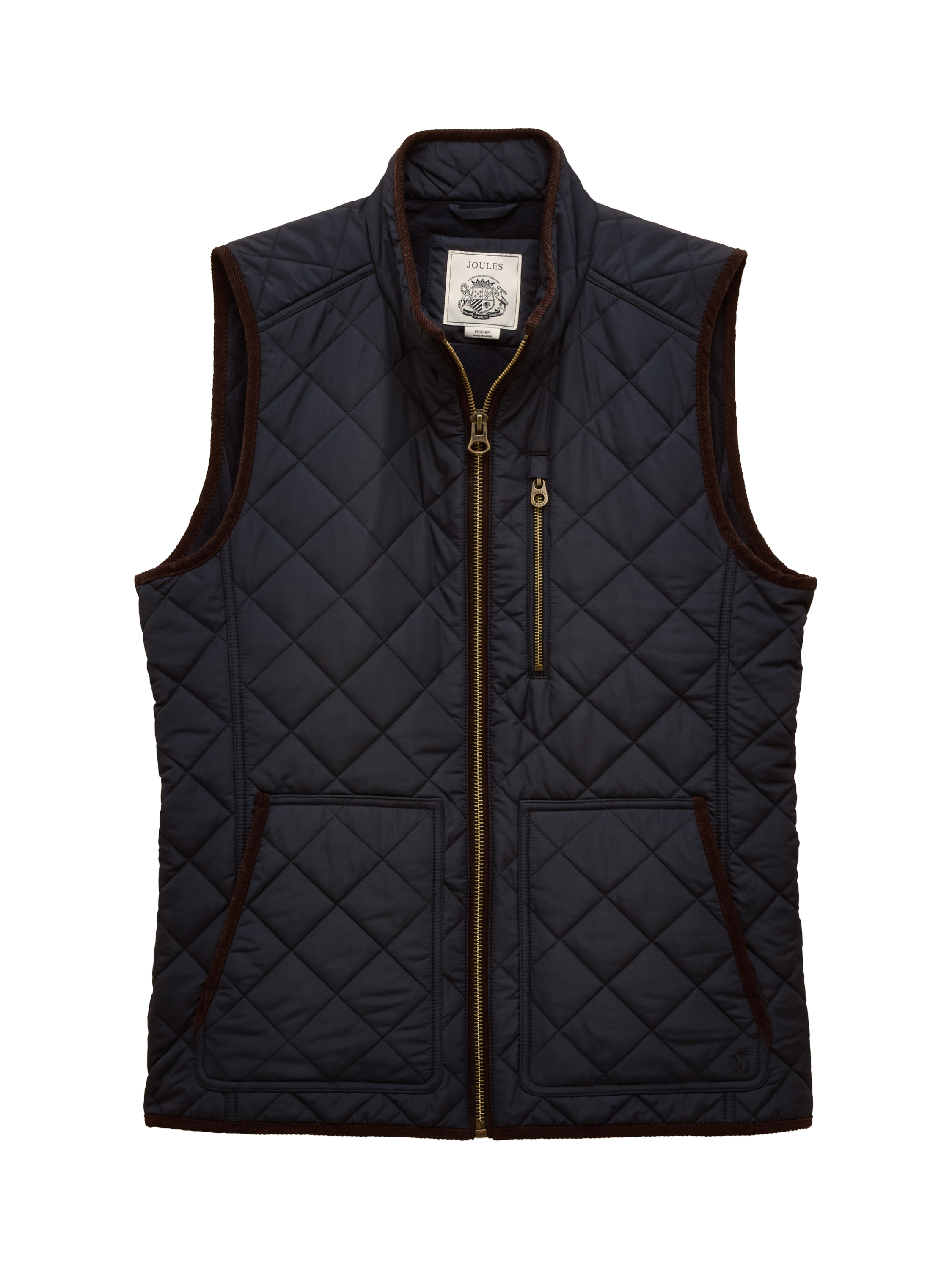Product image 7 of 7, which shows Joules Quilted Zip Gilet, Navy, S Reg
