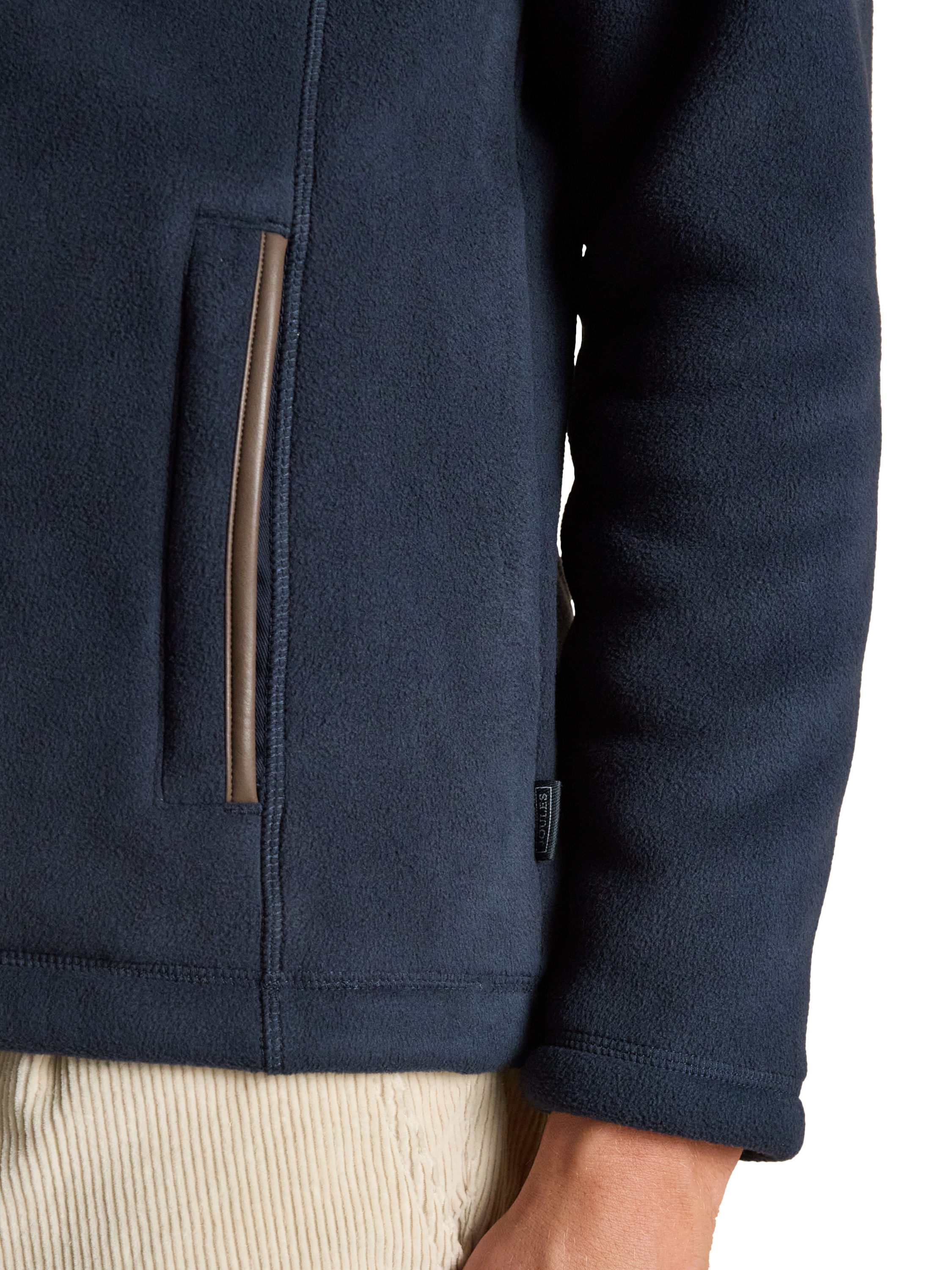 Product image 3 of 9, which shows Joules Zip Front Fleece Jacket, Navy, S Reg