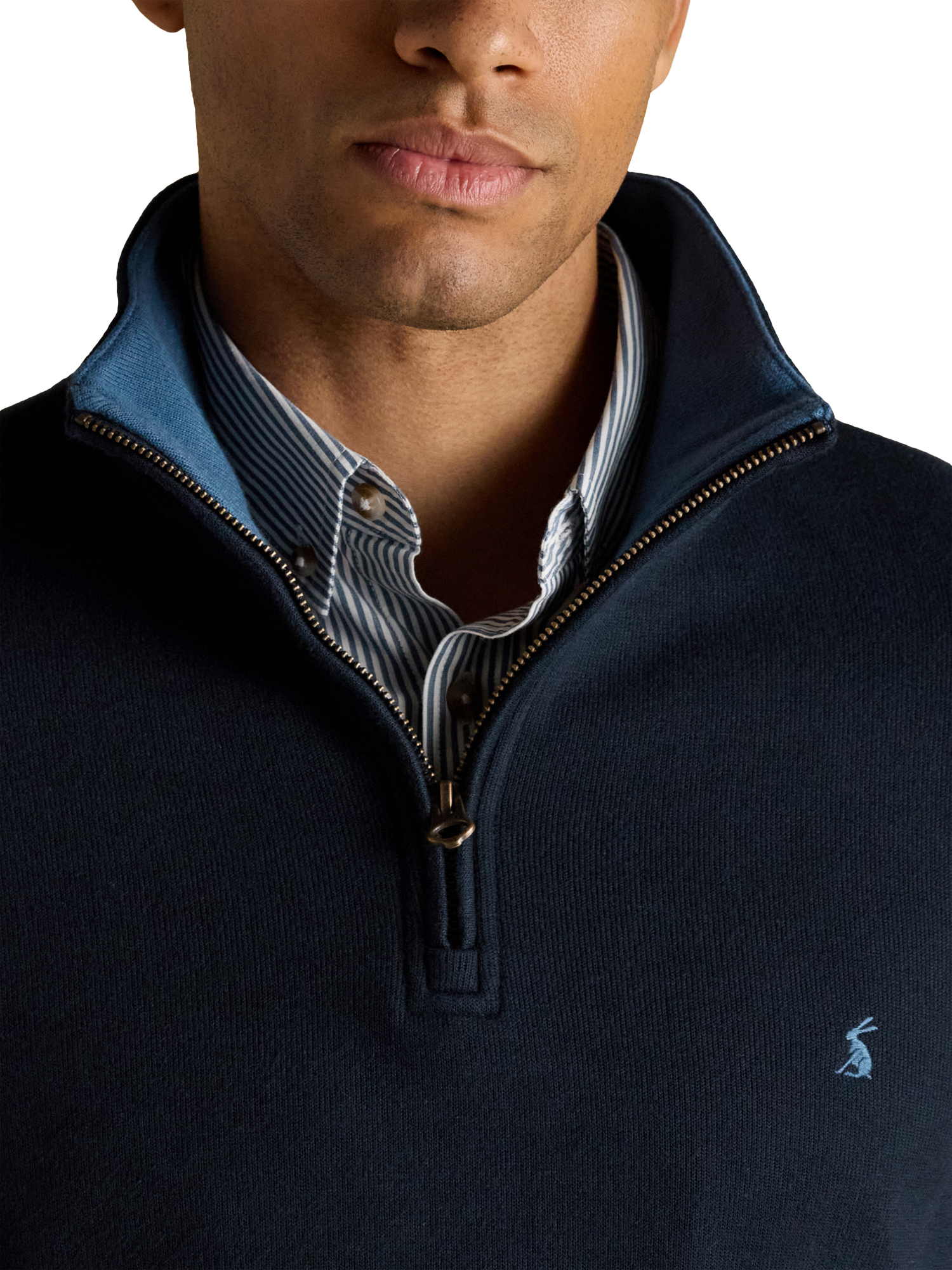 Product image 2 of 8, which shows Joules Half Zip Cotton Jumper, Navy, S