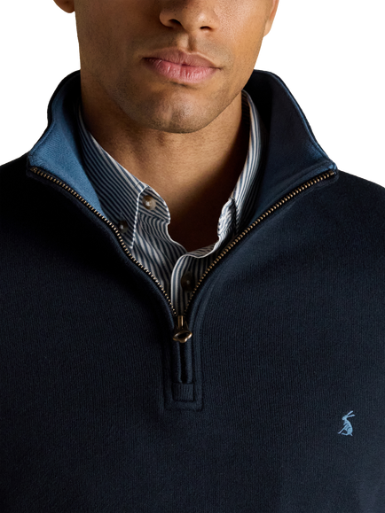 Joules Half Zip Cotton Jumper - view 2, Navy