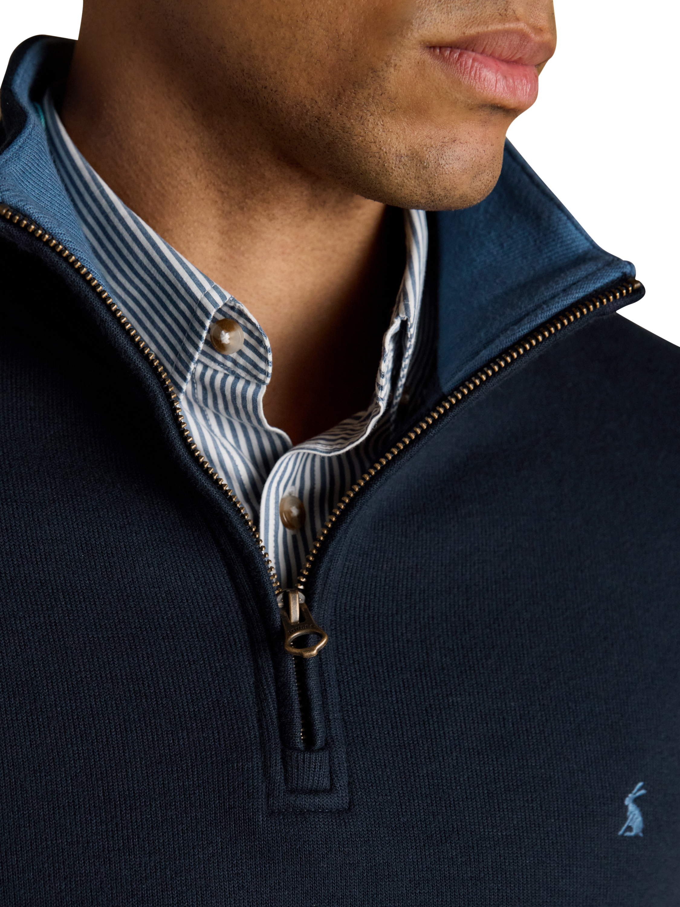 Product image 3 of 8, which shows Joules Half Zip Cotton Jumper, Navy, S