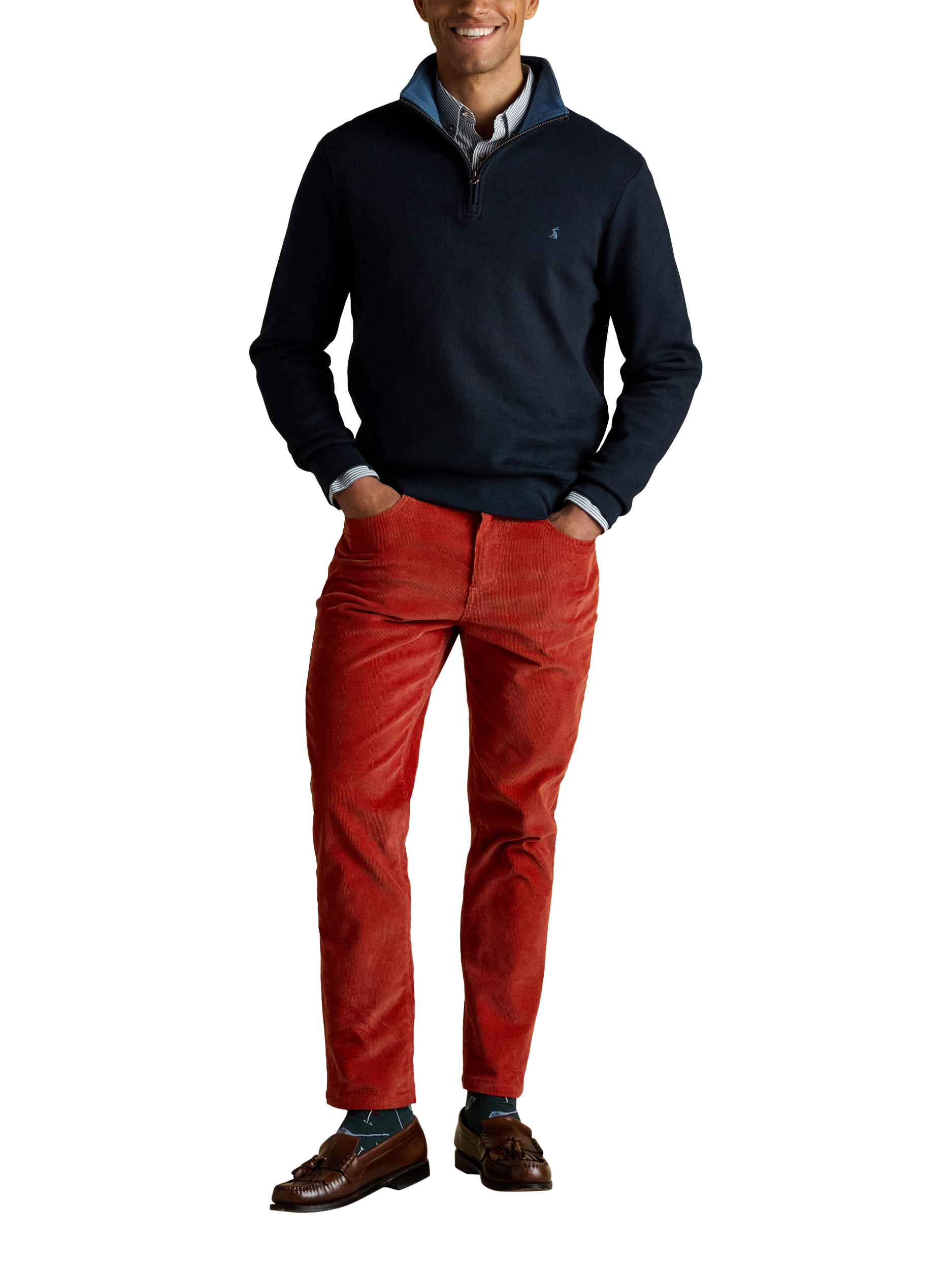 Product image 6 of 8, which shows Joules Half Zip Cotton Jumper, Navy, S