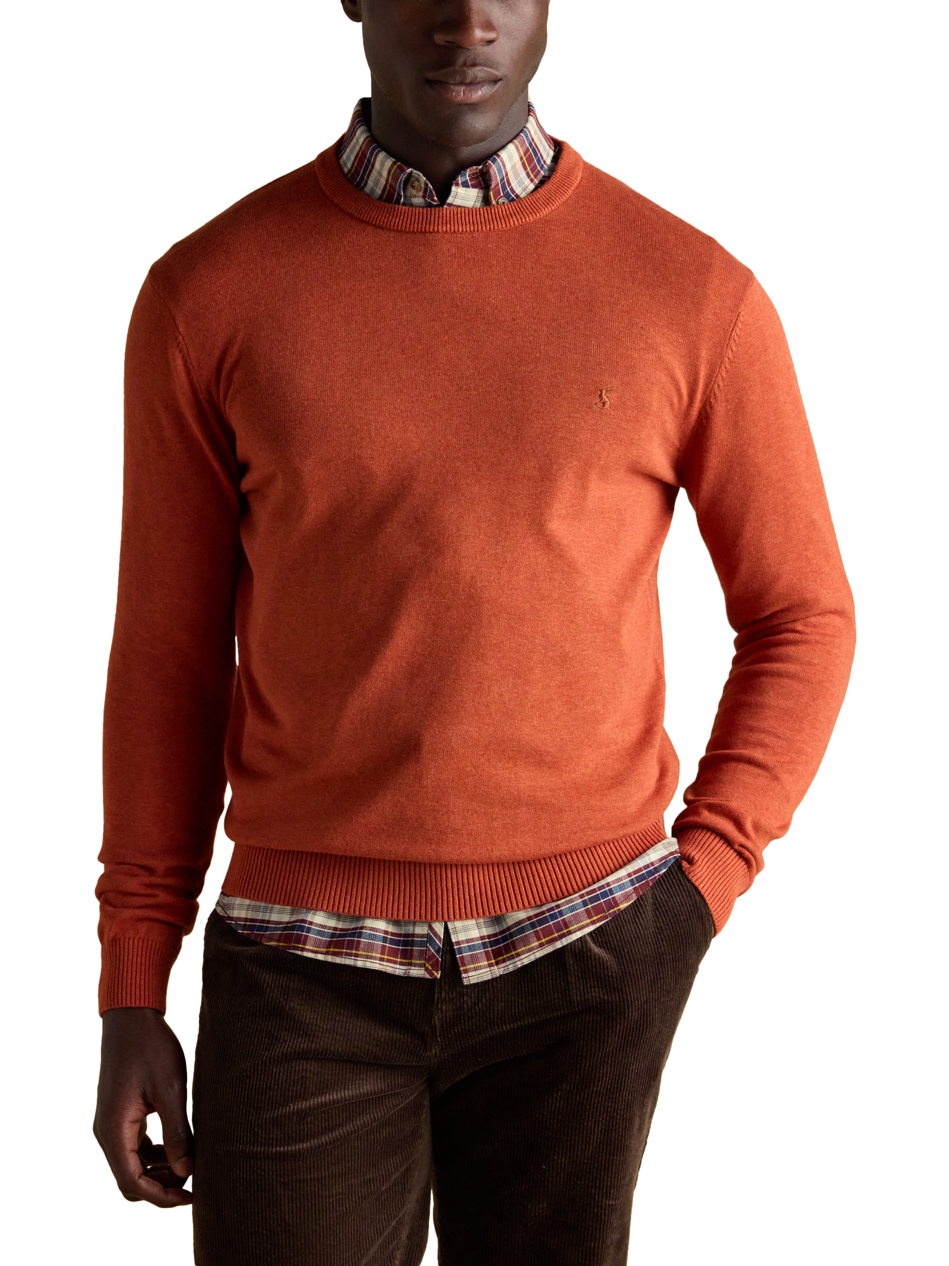 Product image 1 of 7, which shows Joules Cotton Crew Neck Knit Jumper, Orange, S Reg