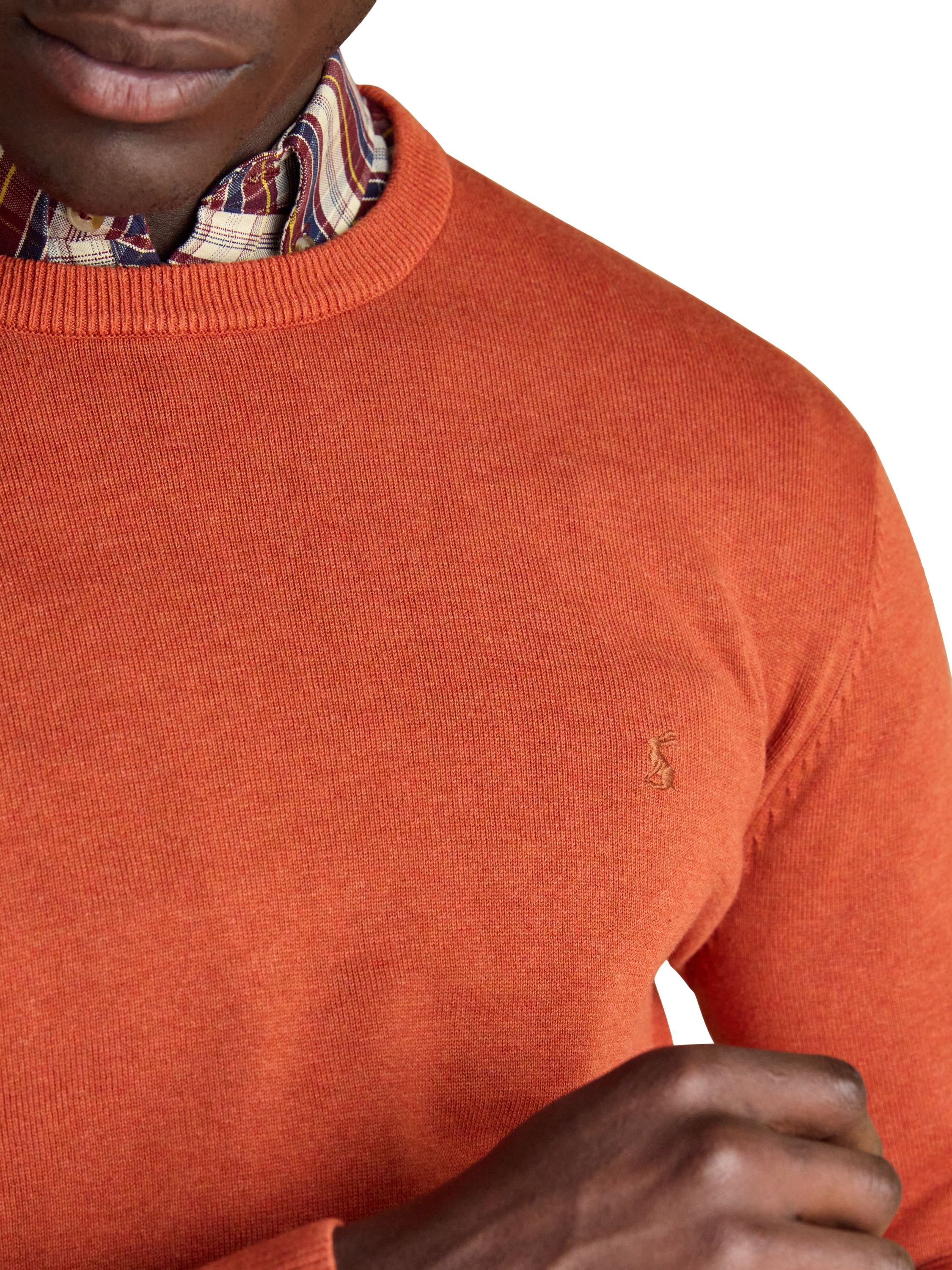Product image 2 of 7, which shows Joules Cotton Crew Neck Knit Jumper, Orange, S Reg