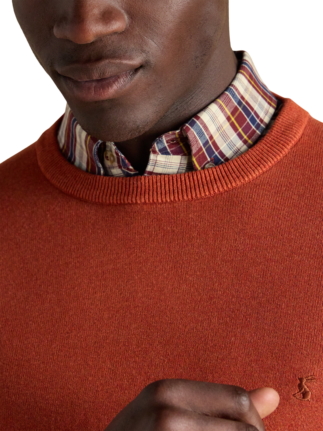 Product image 3 of 7, which shows Joules Cotton Crew Neck Knit Jumper, Orange, S Reg