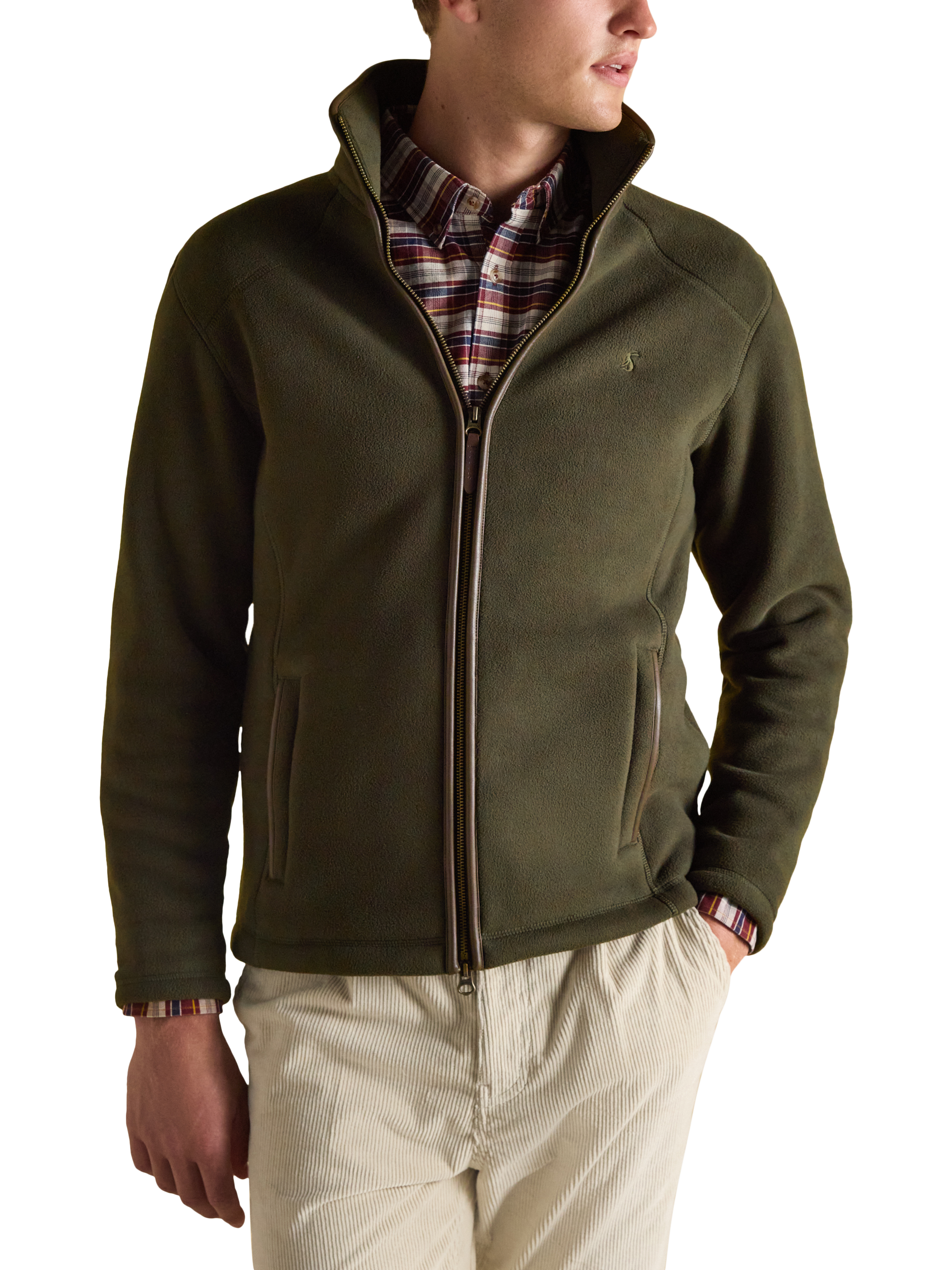 Product image 1 of 8, which shows Joules Zip Front Fleece Jacket, Green, S