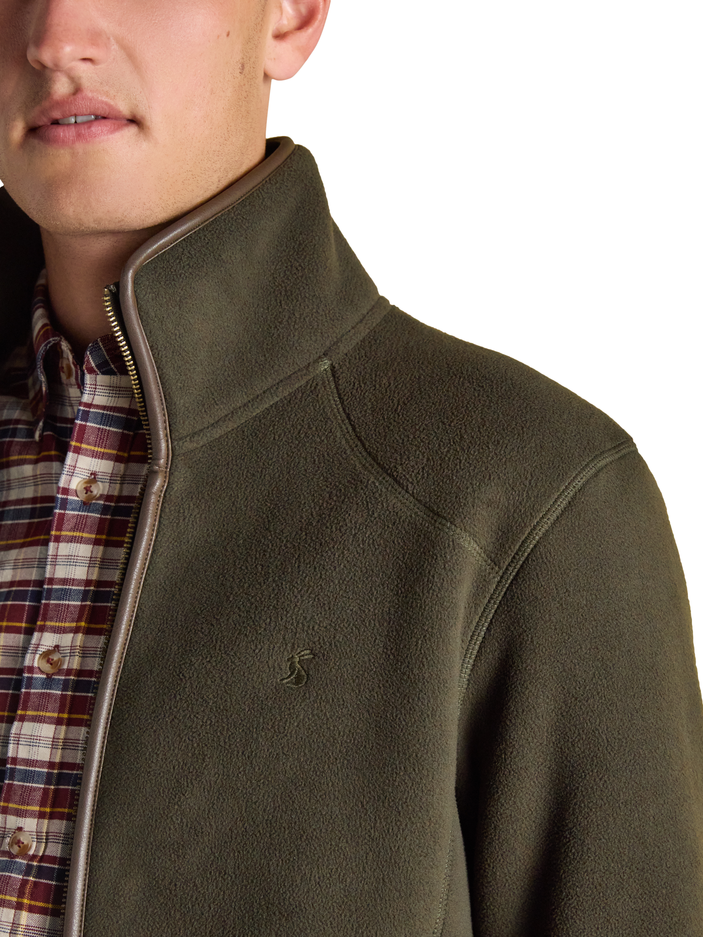 Product image 3 of 8, which shows Joules Zip Front Fleece Jacket, Green, S