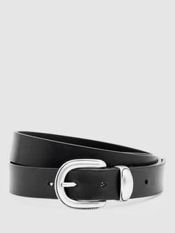 Reiss Jonny Leather Belt, Black