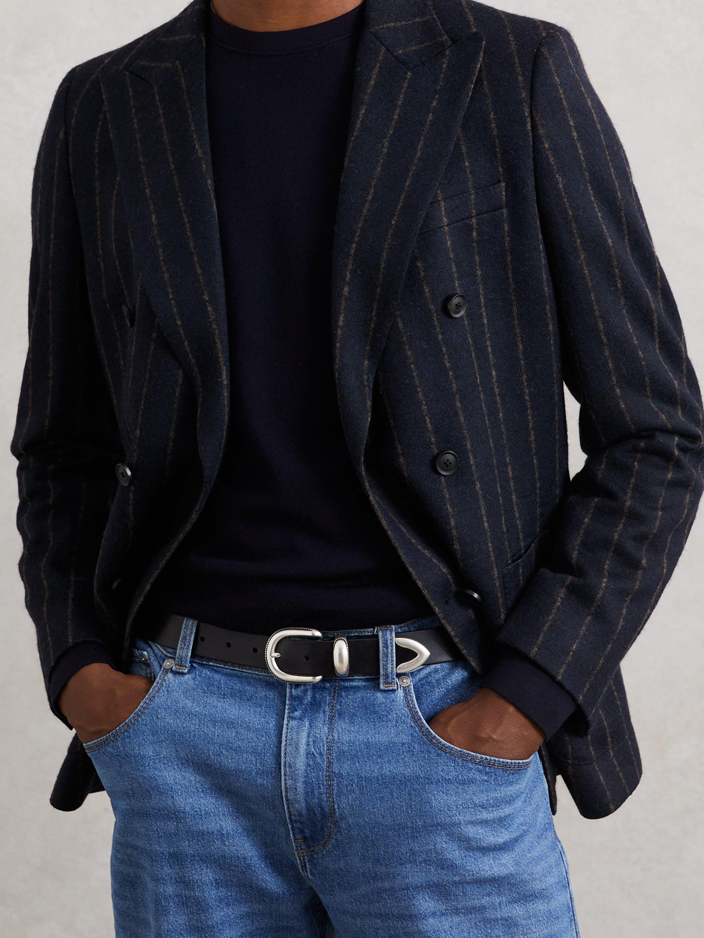 Product image 2 of 4, which shows Reiss Jonny Leather Belt, Black, 28R