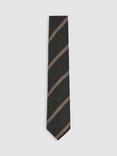 Reiss Sante Wool Silk Blend Striped Tie, Forest Green