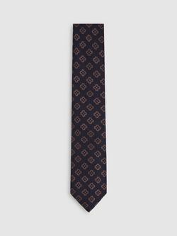 Reiss Omero Wool Silk Blend Floral Tie, Navy, Navy