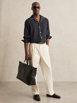 Reiss Strella Stripe Long Sleeve Collar Shirt, Navy/White