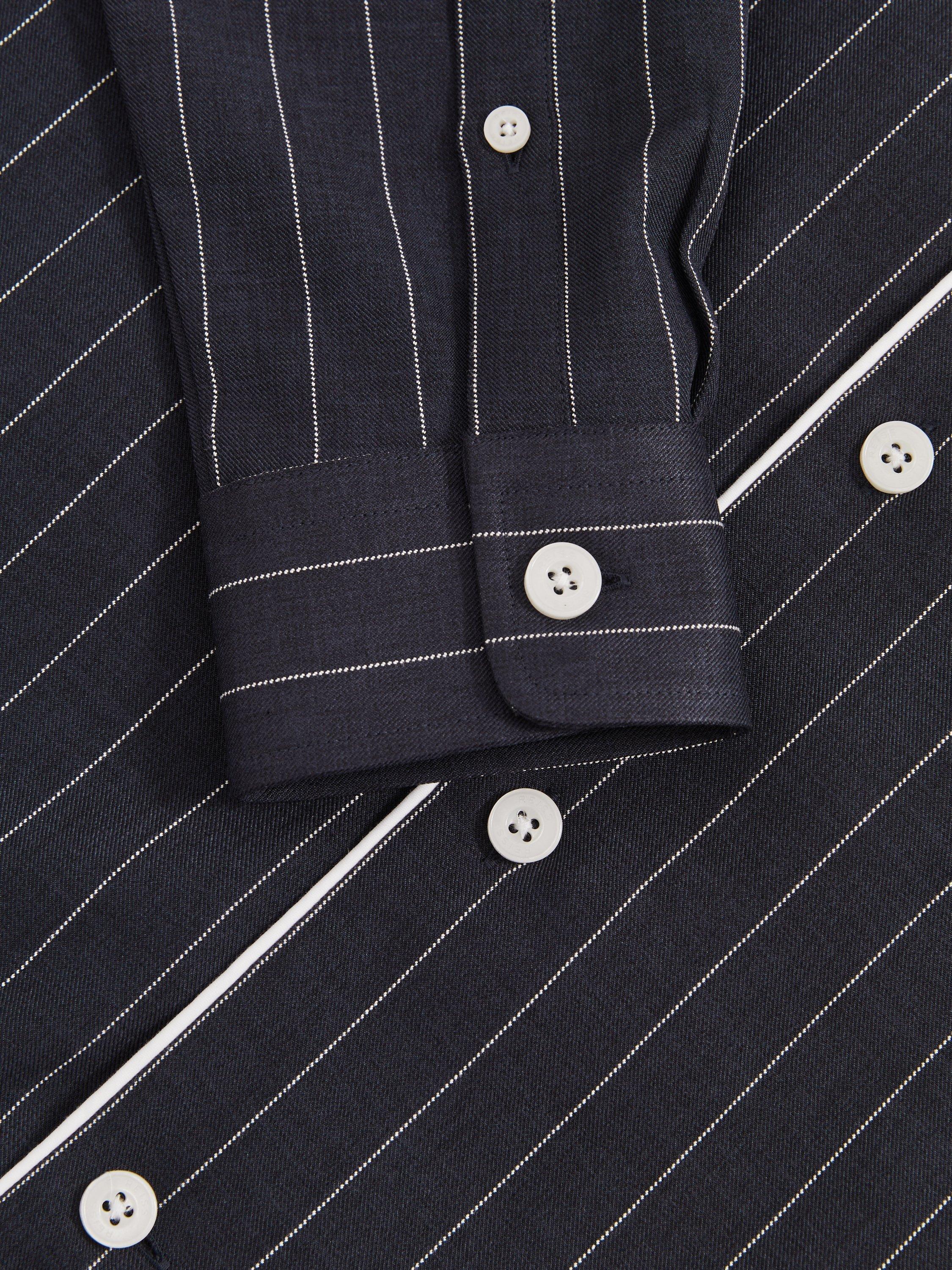 Product image 2 of 5, which shows Reiss Strella Stripe Long Sleeve Collar Shirt, Navy/White, XS