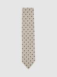 Reiss Tullio Wool Silk Blend Floral Tie, Oatmeal Melange