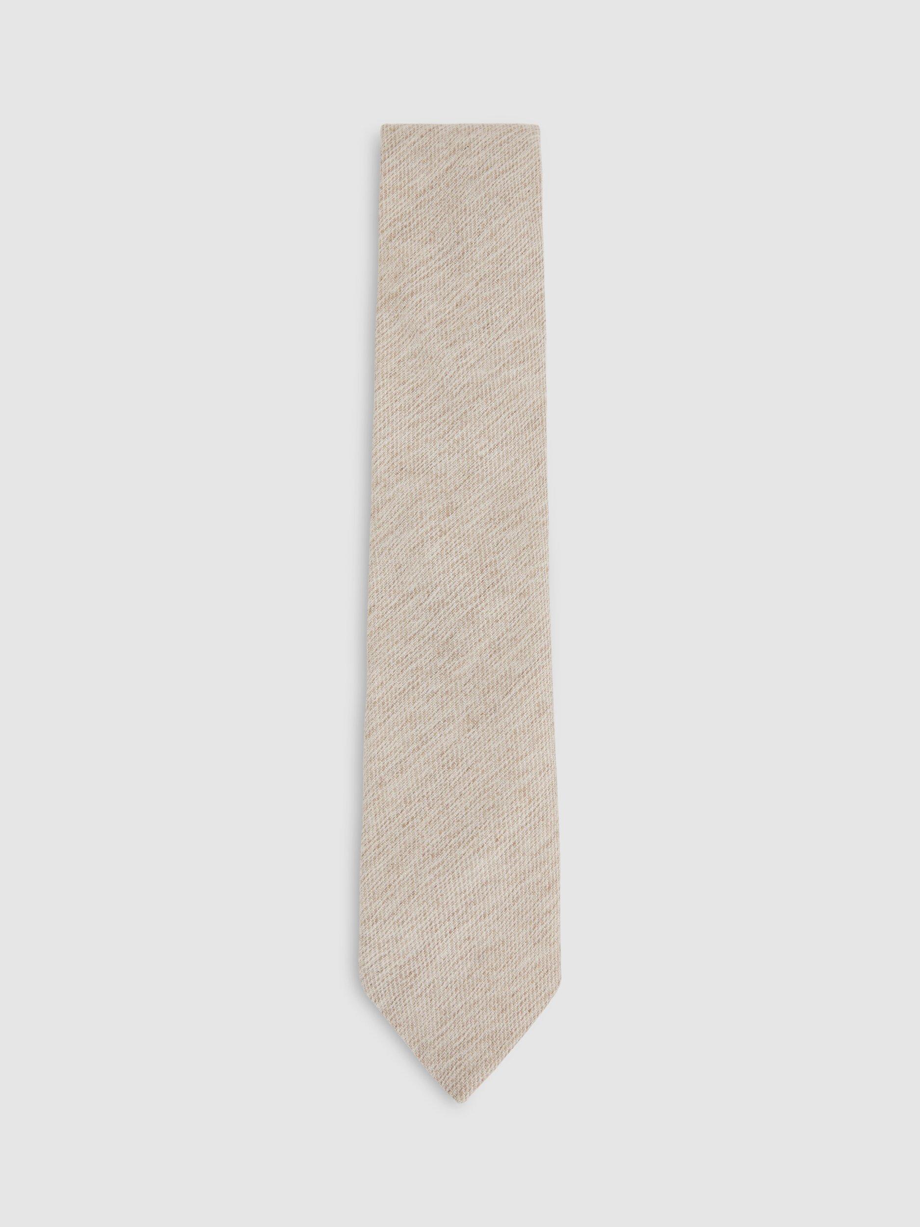Reiss Donato Wool Silk Blend Tie, Oatmeal