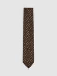Reiss Pio Wool Blend Patterned Tie, Chocolate Brown