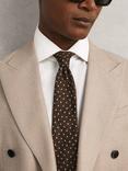 Reiss Pio Wool Blend Patterned Tie, Chocolate Brown