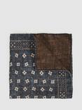 Reiss Franco Silk Floral Handkerchief, Denim Blue Melange