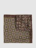 Reiss Geronimo Silk Paisley Handkerchief, Sage