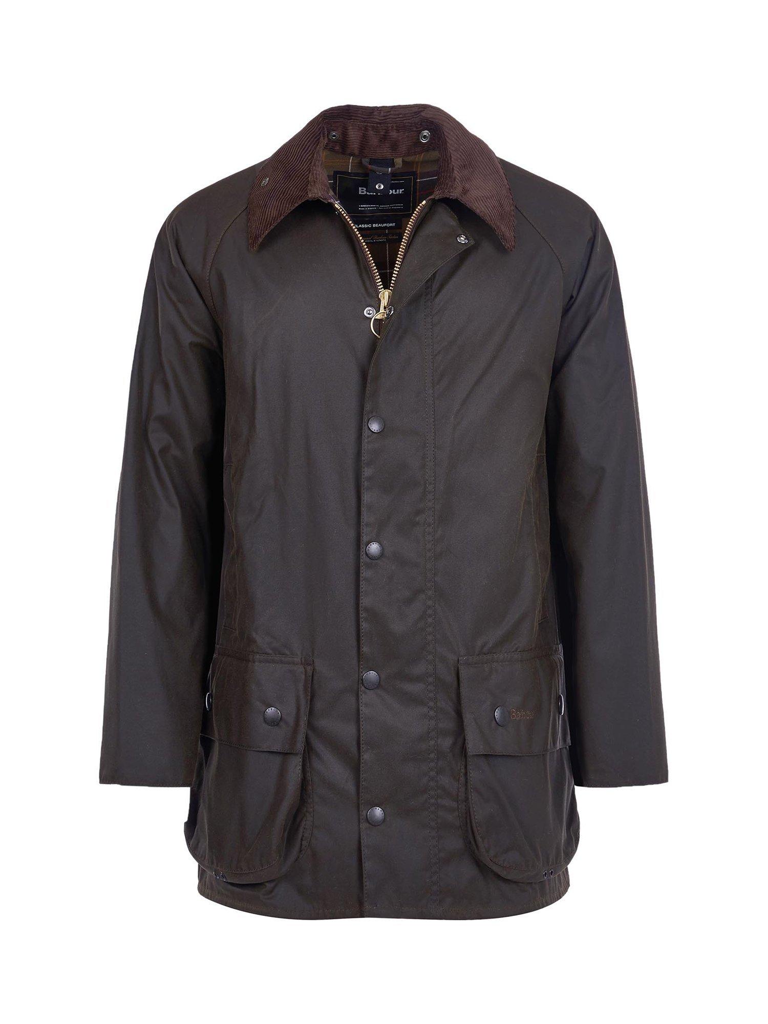 Product image 7 of 11, which shows Barbour Classic Beaufort Waxed Cotton Jacket, Olive, 52