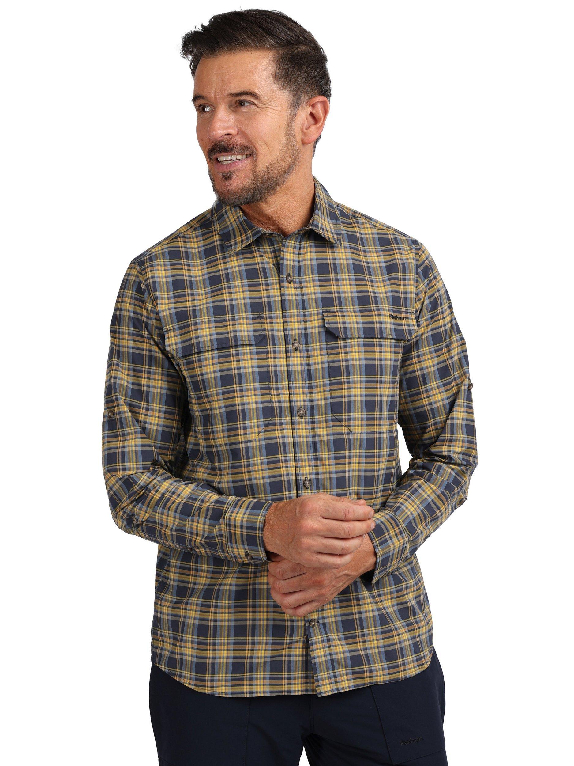 Product image 1 of 9, which shows Rohan Men's Pennine Shirt, Navy/Ochre, S
